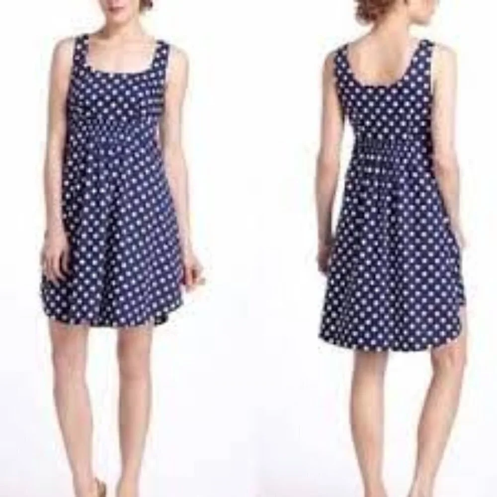 Anthropologie Vanessa Virginia Blue & White Polka Dot Midi Dress Women's size 6 - Picture 2 of 9